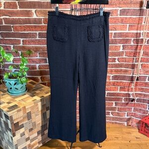 👖 W.D.N.Y. Bouclé Textured Slacks with Front Pockets — Black — Sz 8 NWOT / G